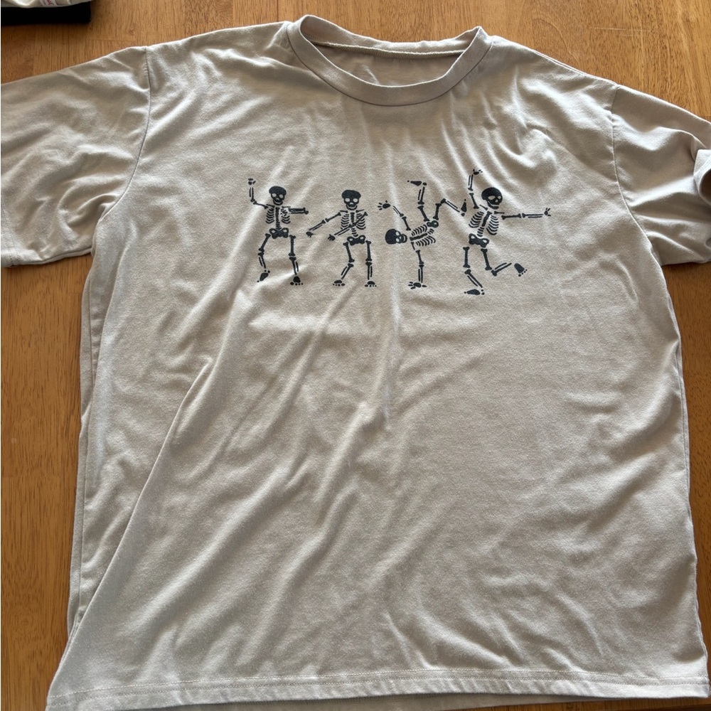 SHEIN Kids Skeleton Dance Tee - Light Gray